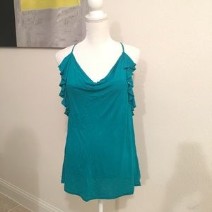 Express Turquoise Ruffled Top